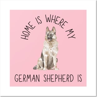 Home is Where My German Shepherd GSD Is Dog Breed Watercolor Posters and Art